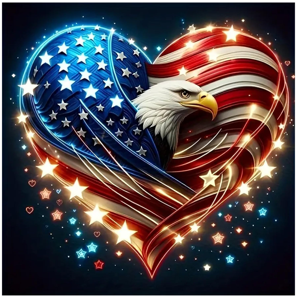 Eagles Loving Diamond Painting Kits for Adults Beginners,DIY Lndependence Day Diamond Art,5D Full Round Drill Diamond Dot Gem Art Kits, Home Wall Decor 12x12 Inch AREOPNMG