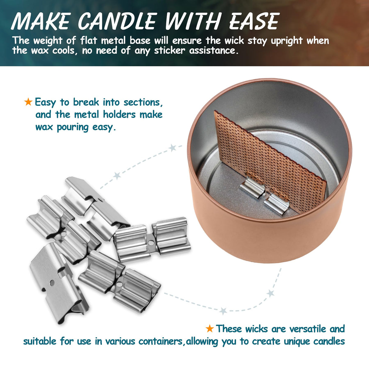 SWIGRANCE 6 Set Large Wood Candle Wick Grid Design Large Wooden Wick 2.7x2.4inch / 70x60mm (Width*Height), Natural Crackling Wood Wick Core with Iron Stands for Soy Candle Making Candles Supplies SWIGRANCE