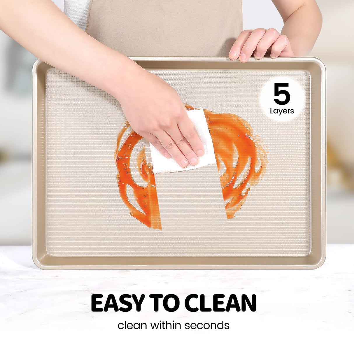 Vinino Baking Sheet Set of 3, Cookie Sheets For Baking with Square Texture Pattern, Thicker Carbon Steel Non-stick Baking Pan Half/Quarter/Jelly Roll Pans Tray for Oven Vinino