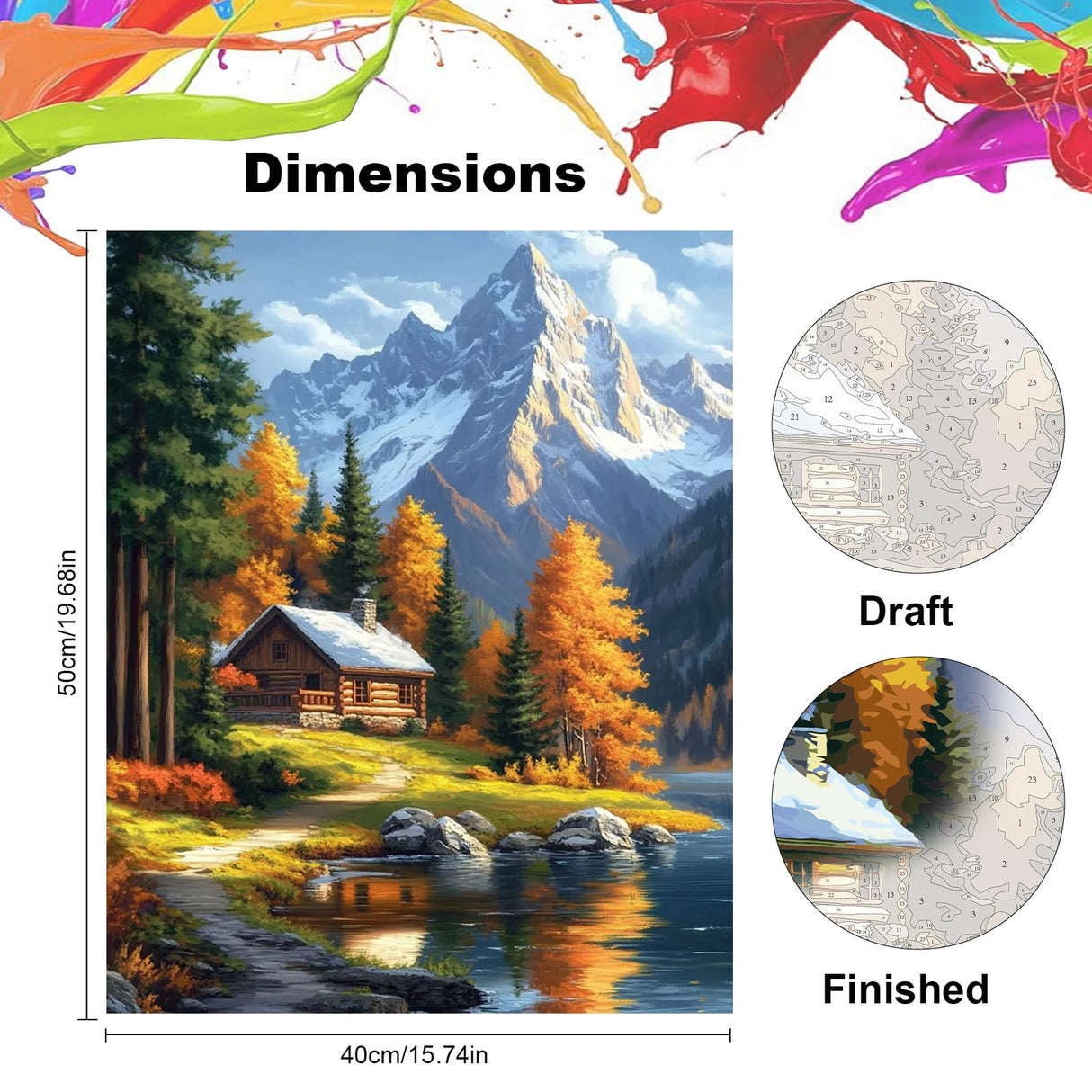 NEWENMO Mountain Paint by Numbers Kit for Adults,Paint by Numbers on Canvas Unframed, DIY Oil Painting Perfect for Beginner, Craft, Hobbies and Home Wall Decor 16x20 Inch NEWENMO