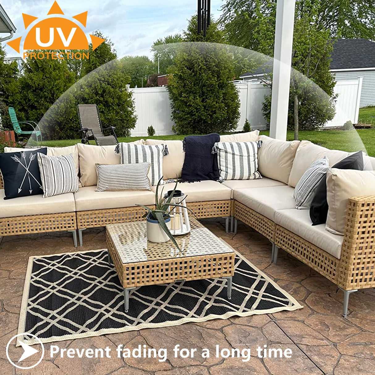 TECOSARA Outdoor Cushion Covers Replacement 14 Pcs Patio Cushion Covers fit for 7Pieces 6-Seater Wicker Rattan Sectional Couch Sofa Outdoor Cushion Slipcovers Set Seat and Back Cover Only, Beige TECOSARA