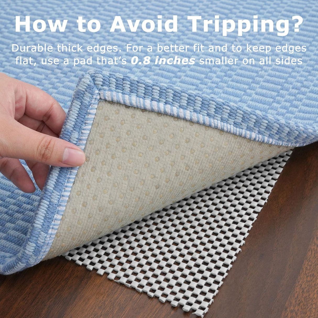 KOZYFLY Washable Runner Rug 2x6 Ft Runners for Hallways Kitchen Runners with Rubber Backing Braided Cotton Entryway Runner Indoor, Carpet Runners for Hallway Kitchen Entryway Bedroom, Blue KOZYFLY