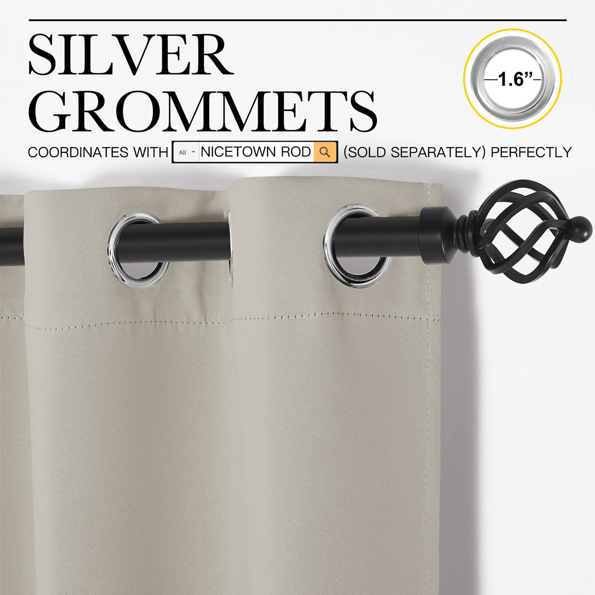 NICETOWN Natural Blackout Curtains for Bedroom (1 Pair, 42 x 63 inches), Farmhouse Thermal Insulated Room Darkening Drapes for Windows NICETOWN