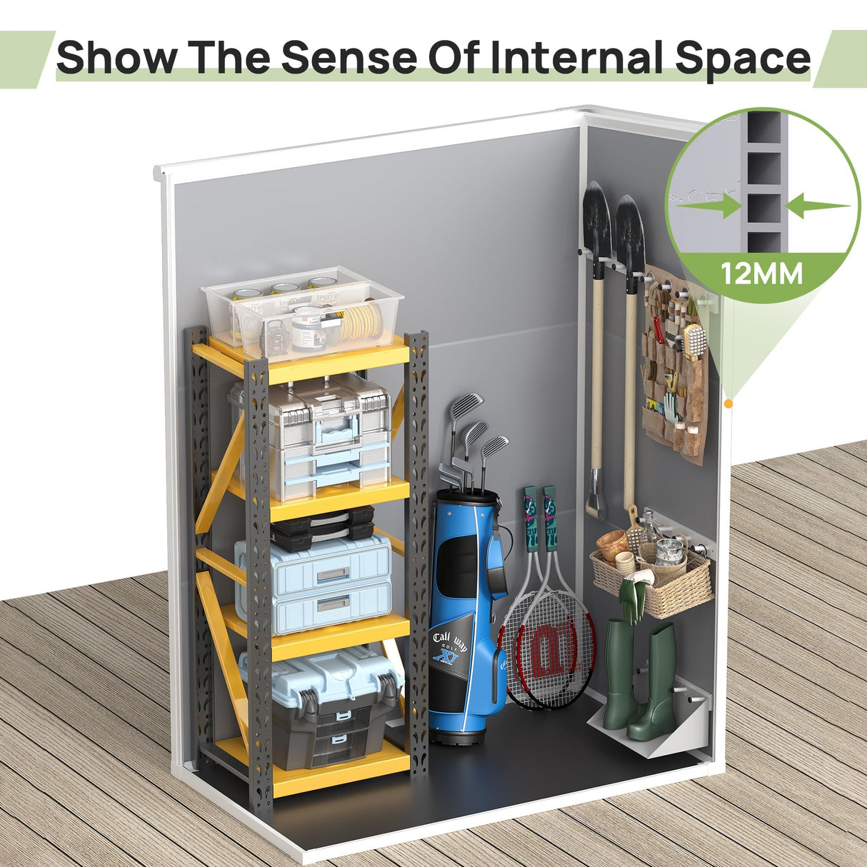 VONZOY Resin Outdoor Storage Shed, 5x3FT Plastic Garden Shed with Floor, Lockable Door & Window, Waterproof Tool Shed for Backyard Garden Patio Lawn Grey White VONZOY