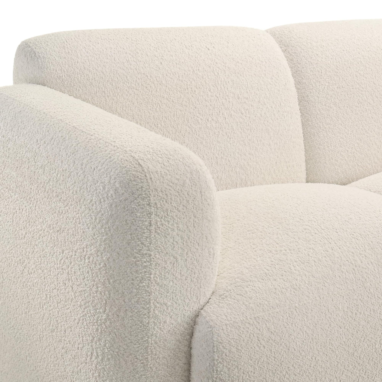 Sierra Modern 83 in. Ivory Boucle Handcrafted Contemporary Sofa for Living Room or Couch for Family Room with Rounded Arms Armen Living