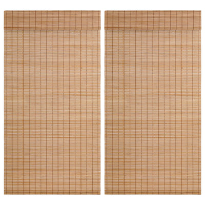 2 Pcs Cordless Bamboo Roman Shades with Valance 34'' W x 64'' H Light Filtering Bamboo Blinds for Indoor Home Windows Patio Mounting Hardware Included