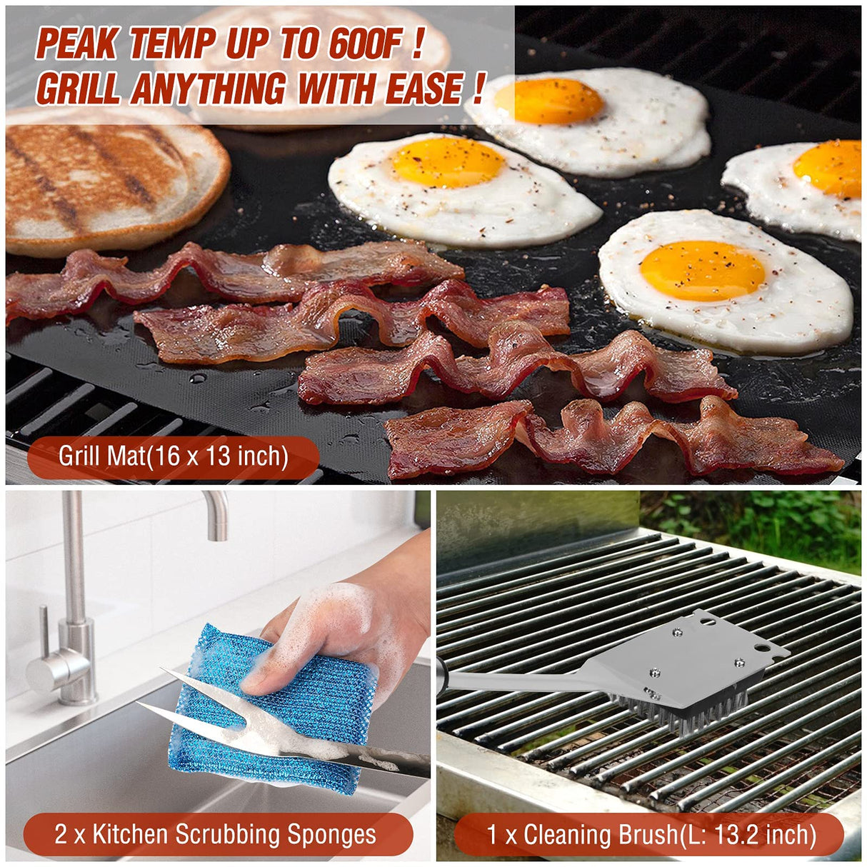 Grill Tools 122PCS Grilling Gifts for Men, for Fathers Day, Christmas, Grill Set BBQ Griddle for Outdoor Grill for Blackstone Weber Traeger Pit Boss Smoker Accessories Birald