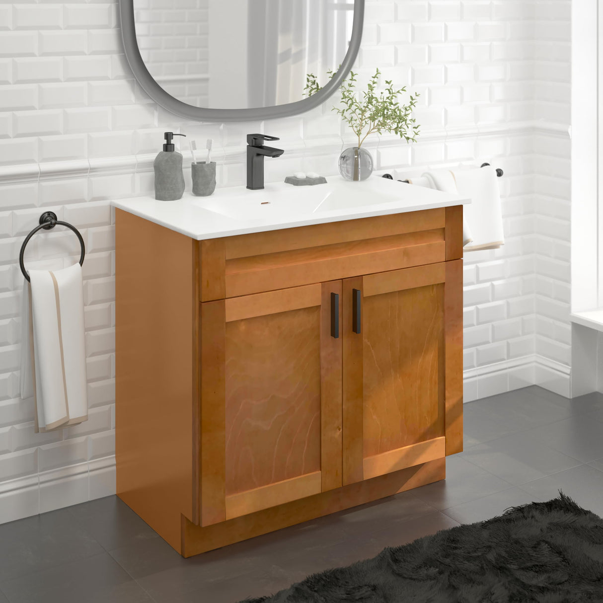 Bathroom Vanity Sink Base Ready-to-Assemble Bathroom Cabinet 24"/30'/36" Width (Vanity Base in Maple Shaker, 36 inch) Vanity Atelier