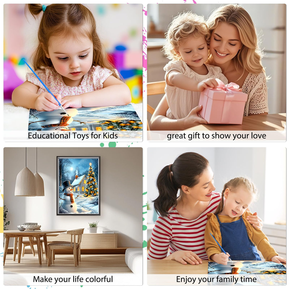 EOBROMD Christmas Paint by Numbers Kits for Adults, Snowman DIY Kits Crafts for Beginner on Canvas, Christmas 3 Brushes and Acrylic Paint for Home Decor 16x20inch(Without Frame) EOBROMD