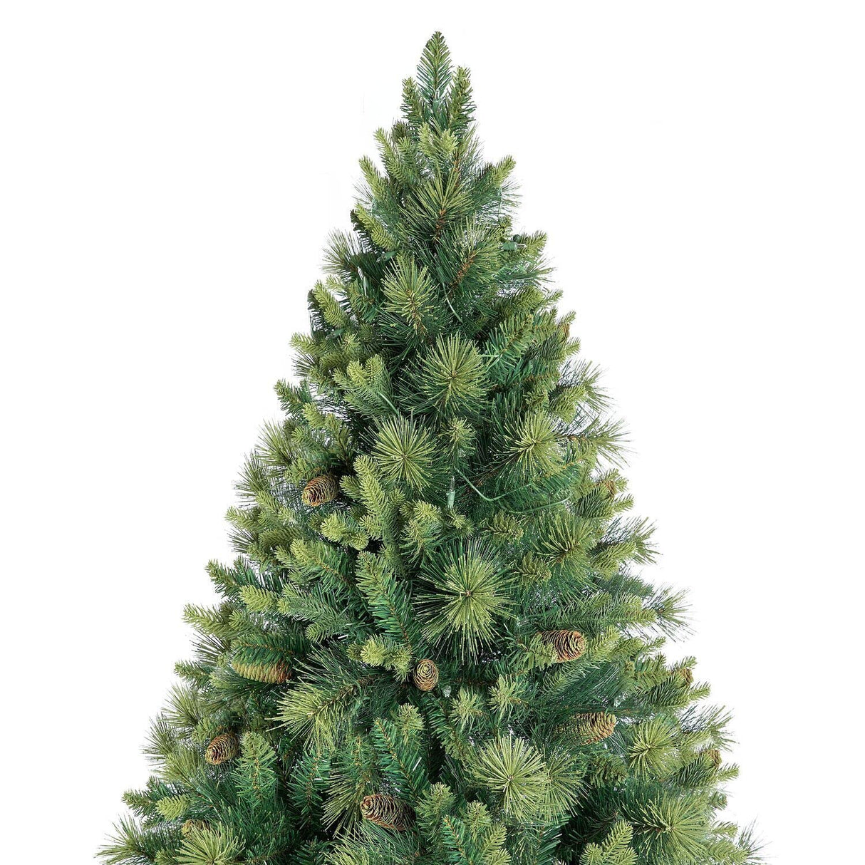 Vail 9ft Prelit Artificial Christmas Tree with Pine Cones, Foot Pedal, 2294 Branch Tips, 1050 Warm Lights and Metal Stand, 62" Wide Realistic Traditional Christmas Tree with Lights by Naomi Home Naomi Home