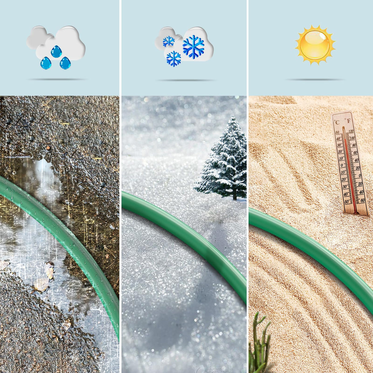 Eversimpleinc 1 to 4 Splitter Extension Cord (Combined 68 FT, End to End 50 FT), 3 Prong Plug with 4 Outlets with Weatherproof Covers for Indoor and Outdoor Holiday Christmas Decroations Eversimpleinc