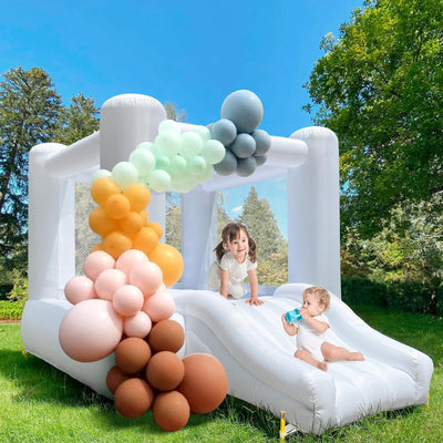 iLink-outer White Bounce House for Kids 2-8 Indoor Outdoor Toddlers Oxford Bouncy Castle with Slide & Blower,103 x 71 x 90 inch Birthday Party Gifts for Halloween Christmas