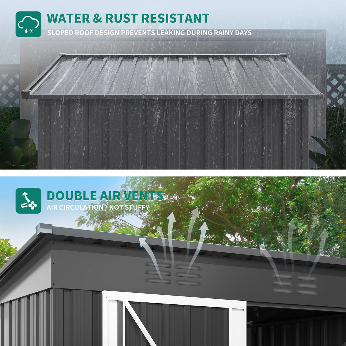 DWVO Outdoor Storage Shed 5 x 3FT, Heavy Duty Metal Tool Sheds Storage House with Lockable Door & Air Vent for Garden, Patio, Lawn to Store Bike, Garbage Can, Lawnmower, Dark Gray DWVO