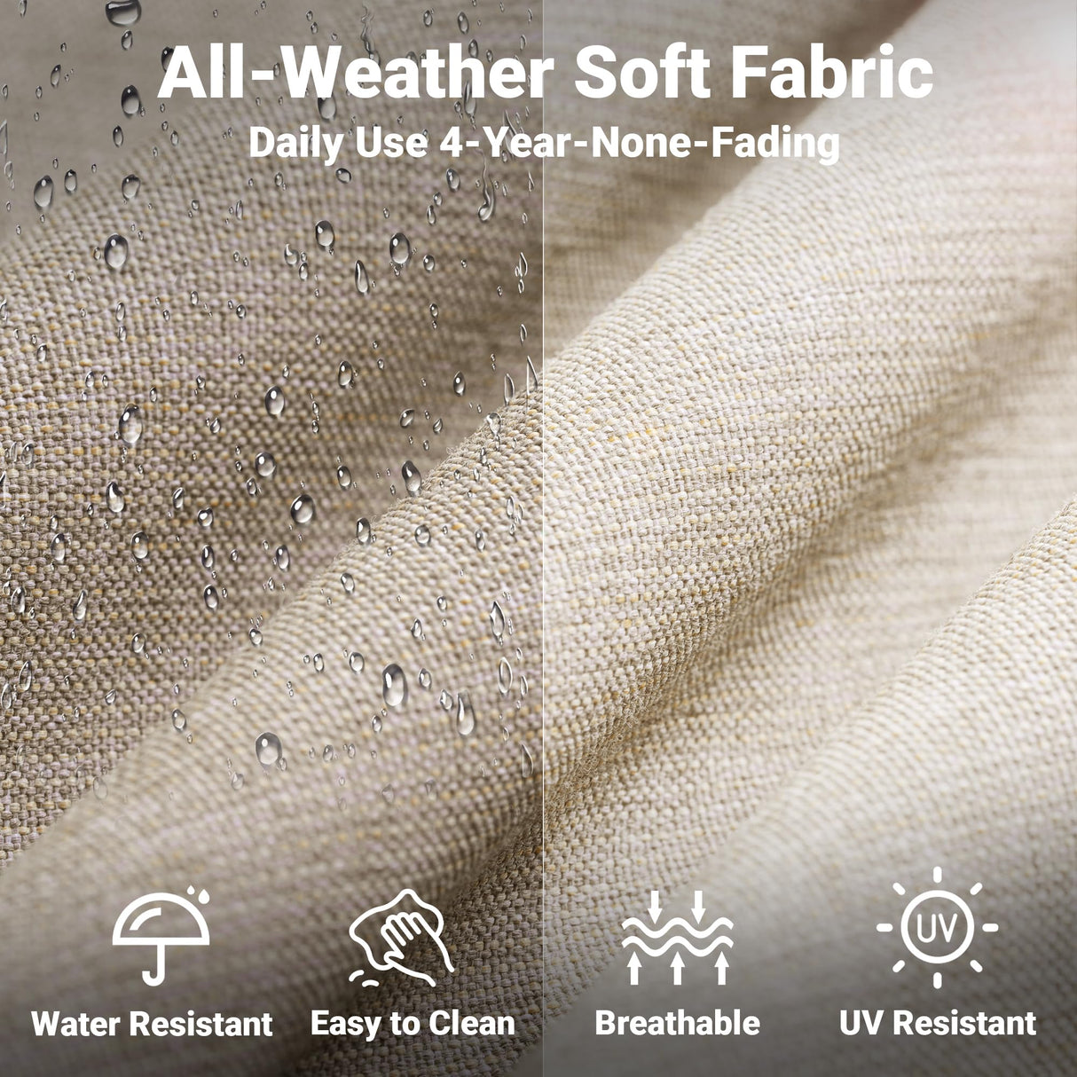 ovios 4 Pieces Patio Furniture Set, Outdoor Wicker Sofa with Coffee Table, Chairs, All Weather High Back Rattan Loveseat Couch with Comfy Cushions, Beige ovios