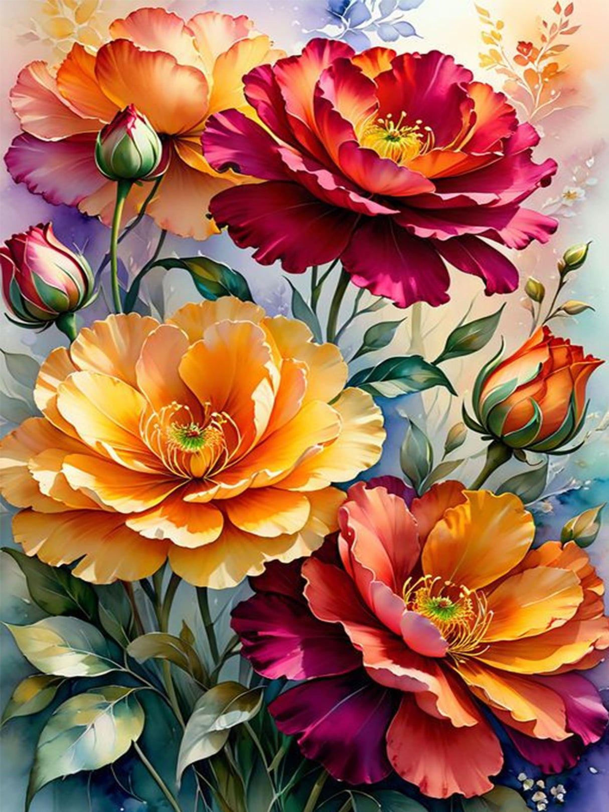 Ekuxom Flower Diamond Art Kits for Adults, Diamond Art Painting Kits Flowers, 5D Full Drill Diamond Painting Flowers Diamond Art for Home Wall Decor 12x16inch Ekuxom