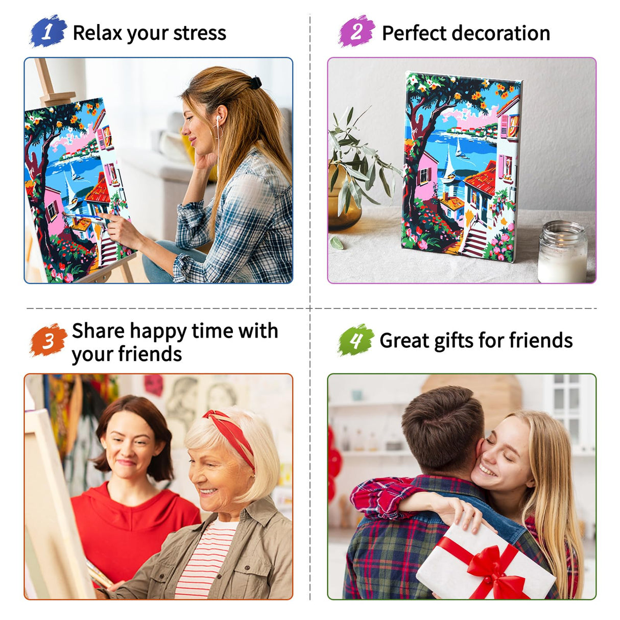 ZTOTZ Paint by Numbers Framed Canvas Seaside Beach, Paint by Numbers Kit for Adults Landscape,Framed Paint by Numbers for Adults Ocean Scenery, 8x12inch ZTOTZ