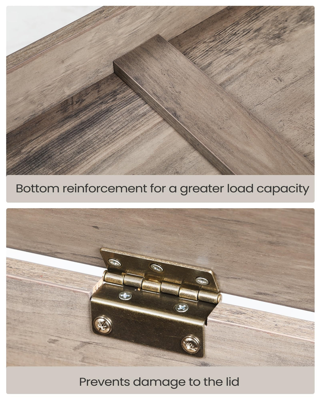 Hzuaneri 39.4" Storage Chest, Lift-Top Storage Trunk with 2 Safety Hinges, Wooden Bench Box Chest Organizer for Bedroom, Entryway, Living Room, Greige SB04505X Hzuaneri