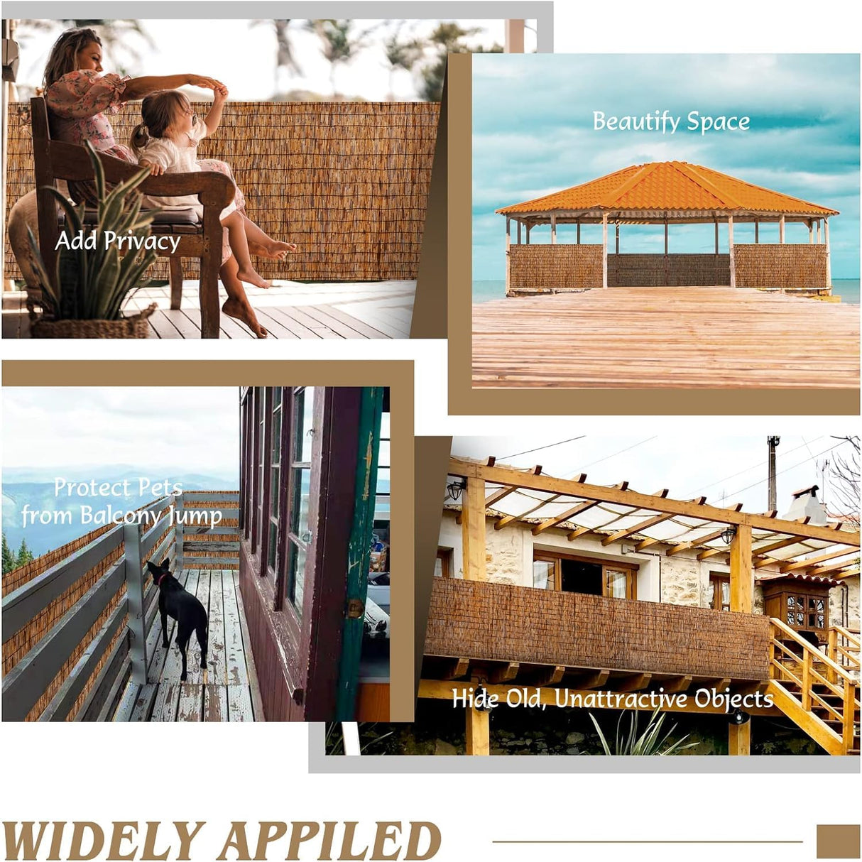 ZNCMRR Natural Reed Fencing Rolls,4FT X 16.4FT Reed Screen Curtain Balcony Reed Fence for Outdoor Backyard Patio(Yellow) ZNCMRR