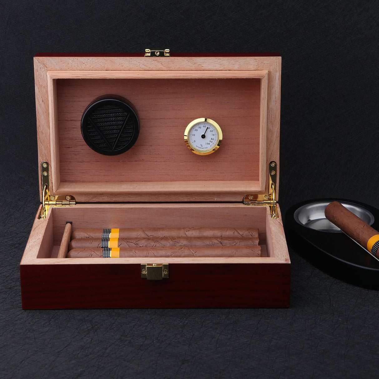 Handmade Cigar Humidor Cigar Box Wood Humidor Holds 10-20 Cigars Desktop Box Humidor with Hygrometer and Humidifier Front-Mount Clasp Lock Bald Eagle