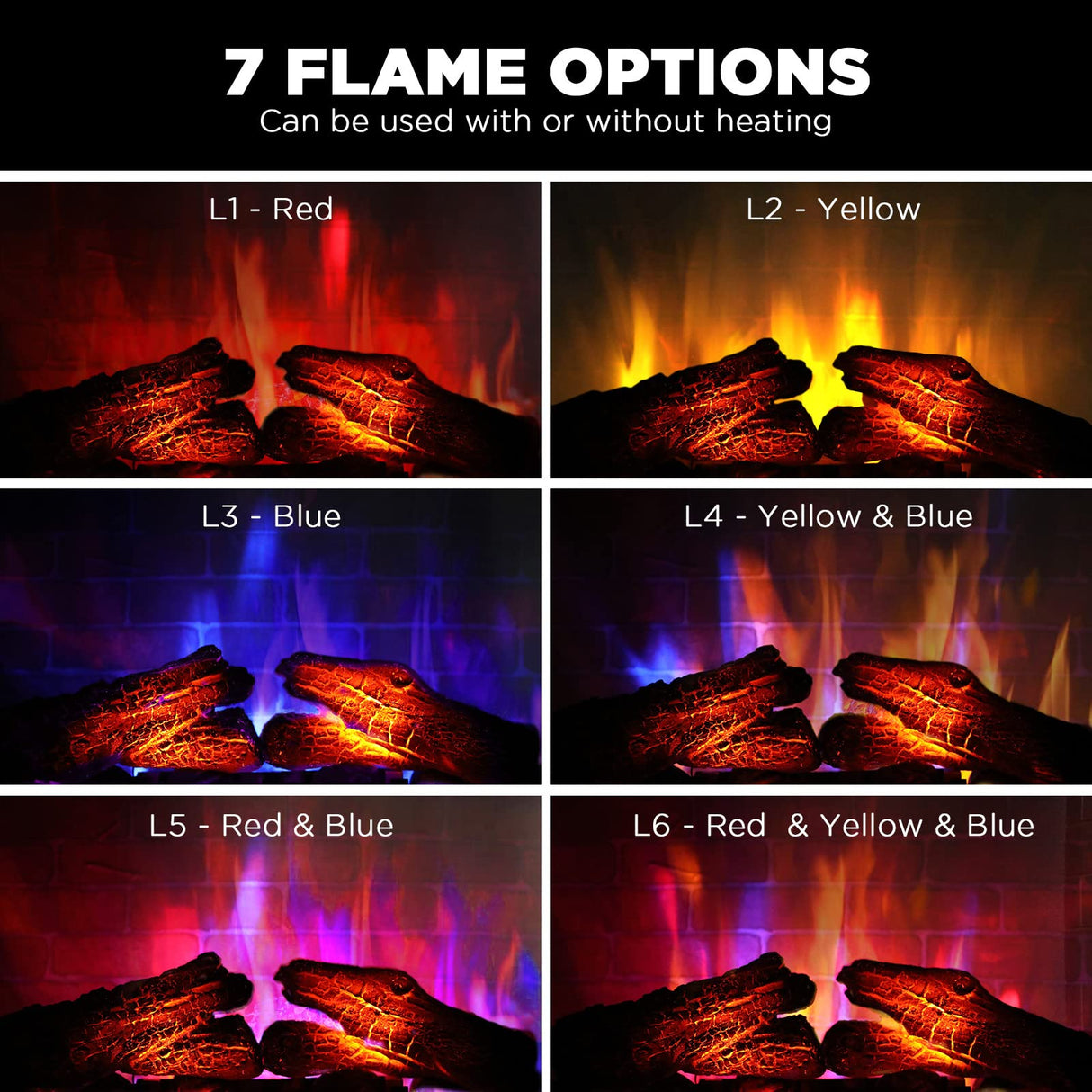 TURBRO Firelake 27-Inch Electric Fireplace Heater - Freestanding Fireplace with Mantel, No Assembly Required - 7 Adjustable Flame Effects, Overheating Protection, CSA Certified - 1400W, Black Walnut TURBRO