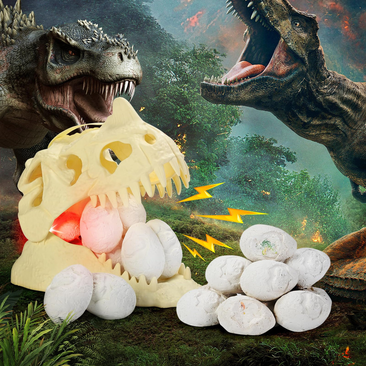 kolegend 12 Pack Dino Eggs Dig Kit and T. Rex Skull Dinosaur Eggs Excavation Set Easter Gift Dinosaur Toys Science Experiments Kits for Kids Easter Basket Stuffers Toys for 3+Year Old Boys Girl kolegend