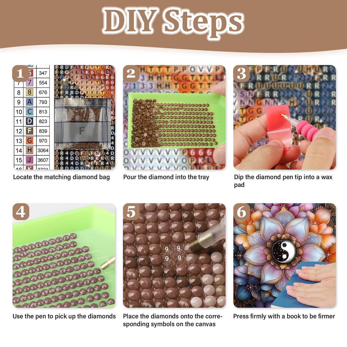 NEWENMO Mandala Diamond Art Kits for Adults, 5D Flower Diamond Painting Kit, DIY Full Drill Gem Art Crafts for Adults, Home Wall Decor 12x12 Inch NEWENMO