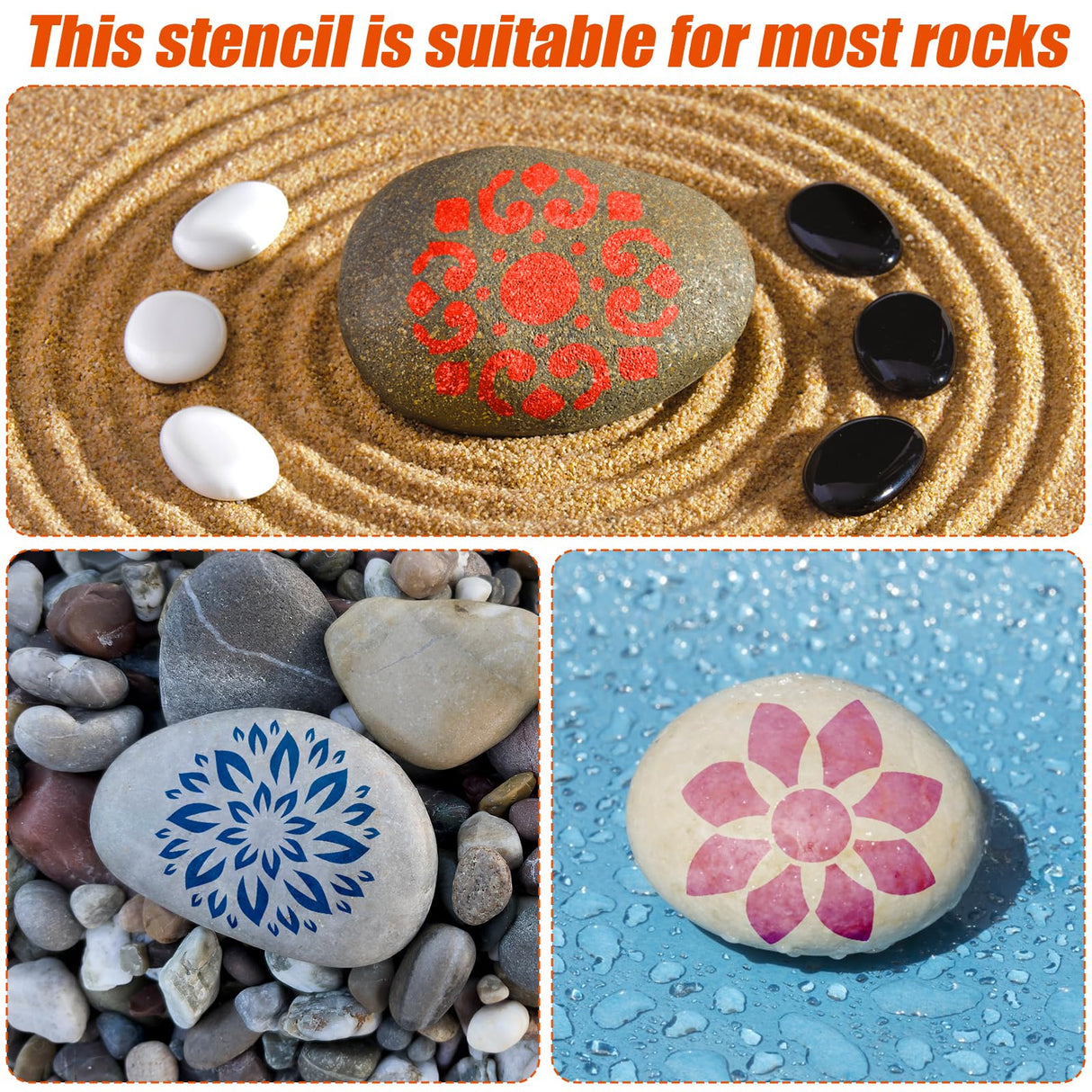 60pcs Mandala Stencils, 2x2 Inch Reusable Mandala Stencils for Painting Mandala Dotting Stencils Crafts Drawing Templates for Rocks Wood Canvas Fabric Art Projects BOXOB