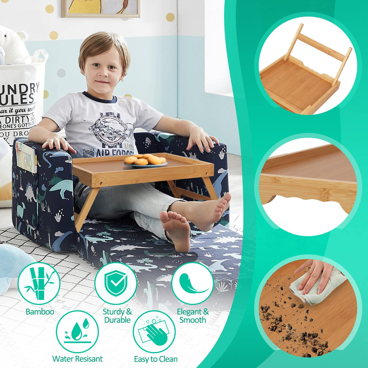 Artmeer Bed Tray Table with Folding Legs,Bamboo Breakfast in Bed for TV Table, Laptop Computer Tray,Eating,Snack Tray(Bamboo) Artmeer