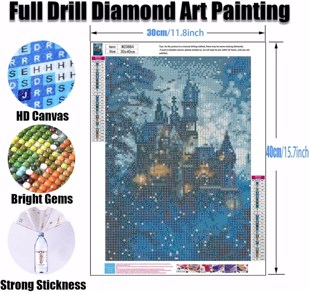 Ekuxom Night Castle Diamond Painting Kits for Adults, Diamond Art Kits for Adults, DIY 5D Round Full Drill Gem Art Kits for Gifts Home Wall Decor 12X16 Inch Ekuxom