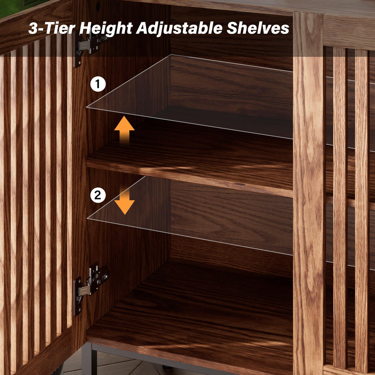 REPHRITE Farmhouse 31.5" Storage Cabinet, Coffee Bar Sideboard with Adjustable Shelves, Modern Accent Cabinet for Kitchen, Living Room, Brown REPHRITE