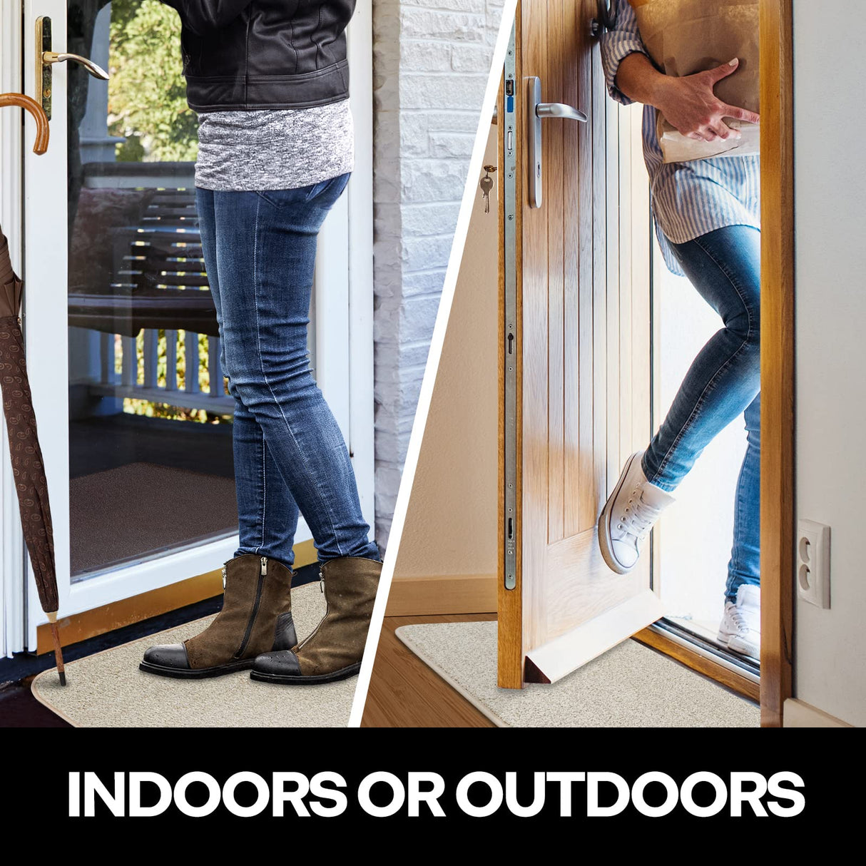 LUX XD Non-Slip Door Mat Low Profile Shoe Scraper Dirt Trapper Polyester Doormat, Super Absorbent, Ideal for Indoor Outdoor High Traffic Area 18 x 30 Inches Beige LUX XD