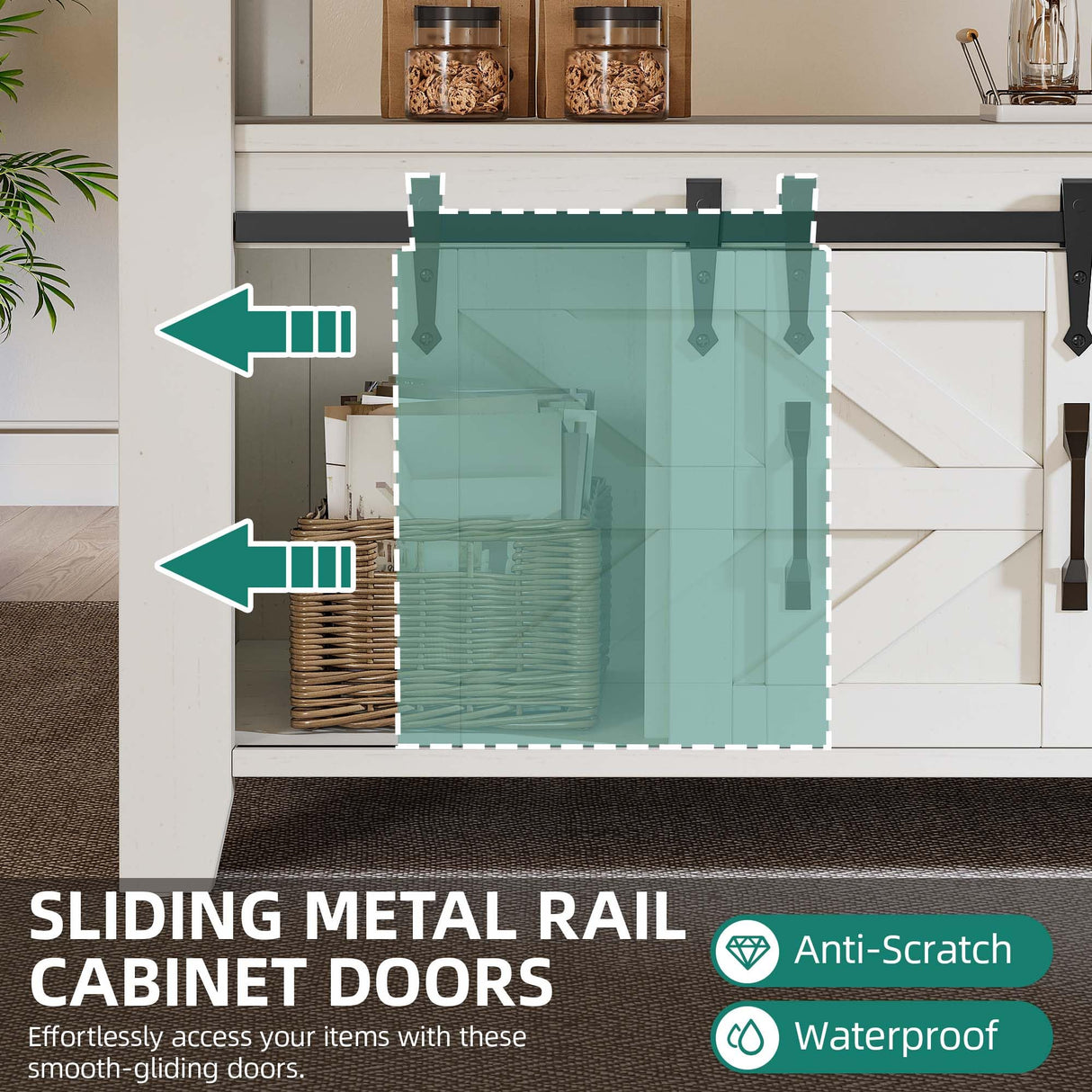 DWVO 70 Inches Rectangle Dining Table for 6-8 People Farmhouse Kitchen Table Large Dinner Table with Storage Cabinet Rustic Wooden Table for Dining Room Kitchen Apartment Resturant, White DWVO