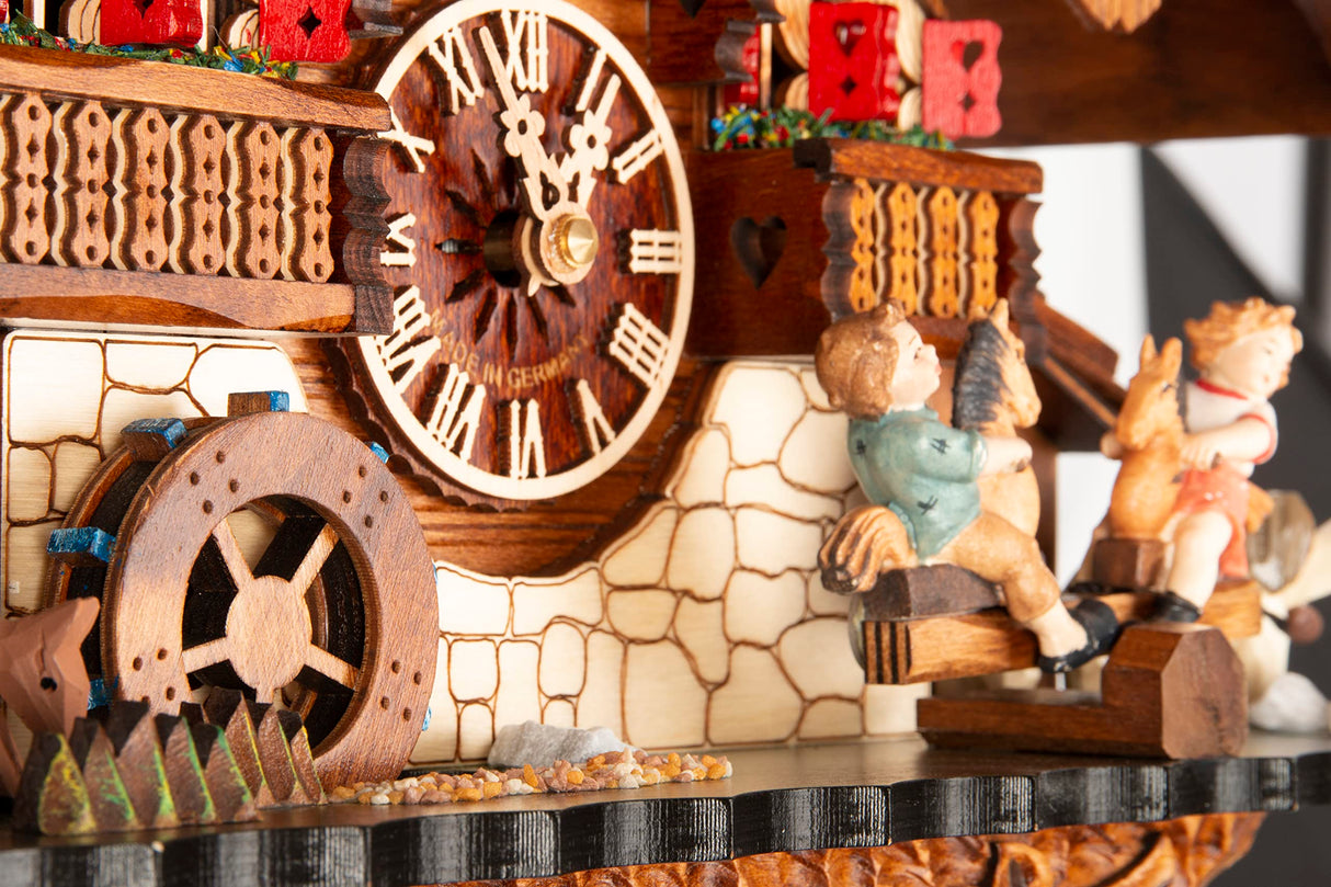 Cuckoo-Palace Large German Cuckoo Clock - The Seesaw Mill Chalet with Quartz Movement with Moving Seesaw - Black Forest Clock Cuckoo Palace