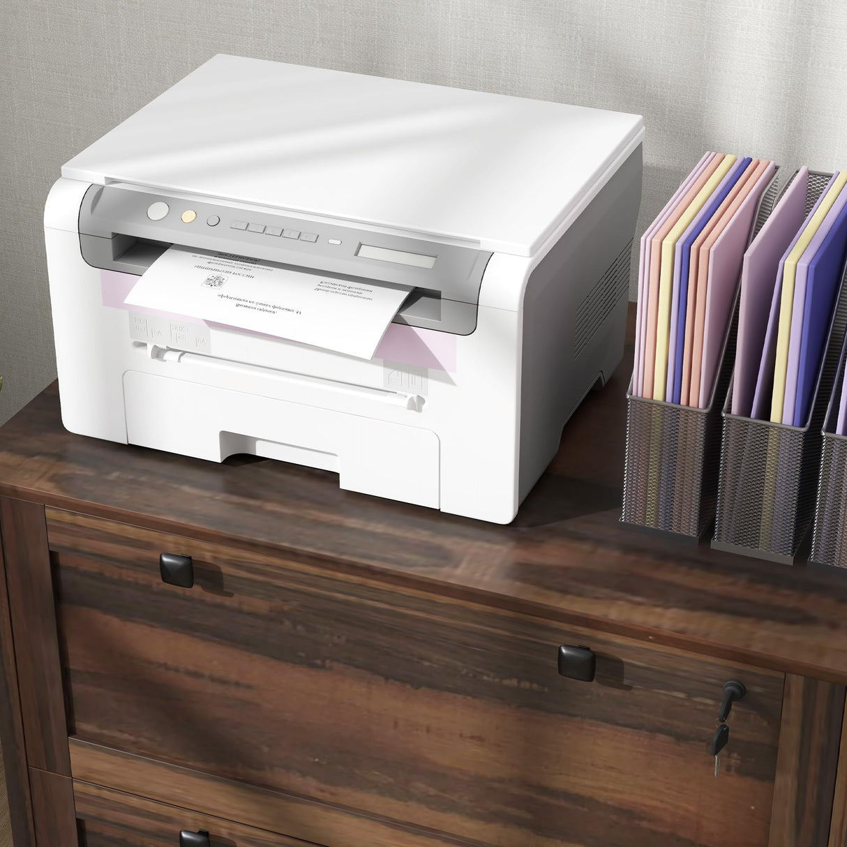 HOMCOM 2 Drawer File Cabinet with Lock, Lateral Filing Cabinet with Keys and Adjustable Hanging Bar for Letter, A4 and Legal Size, File Cabinet for Home Office, Brown HOMCOM