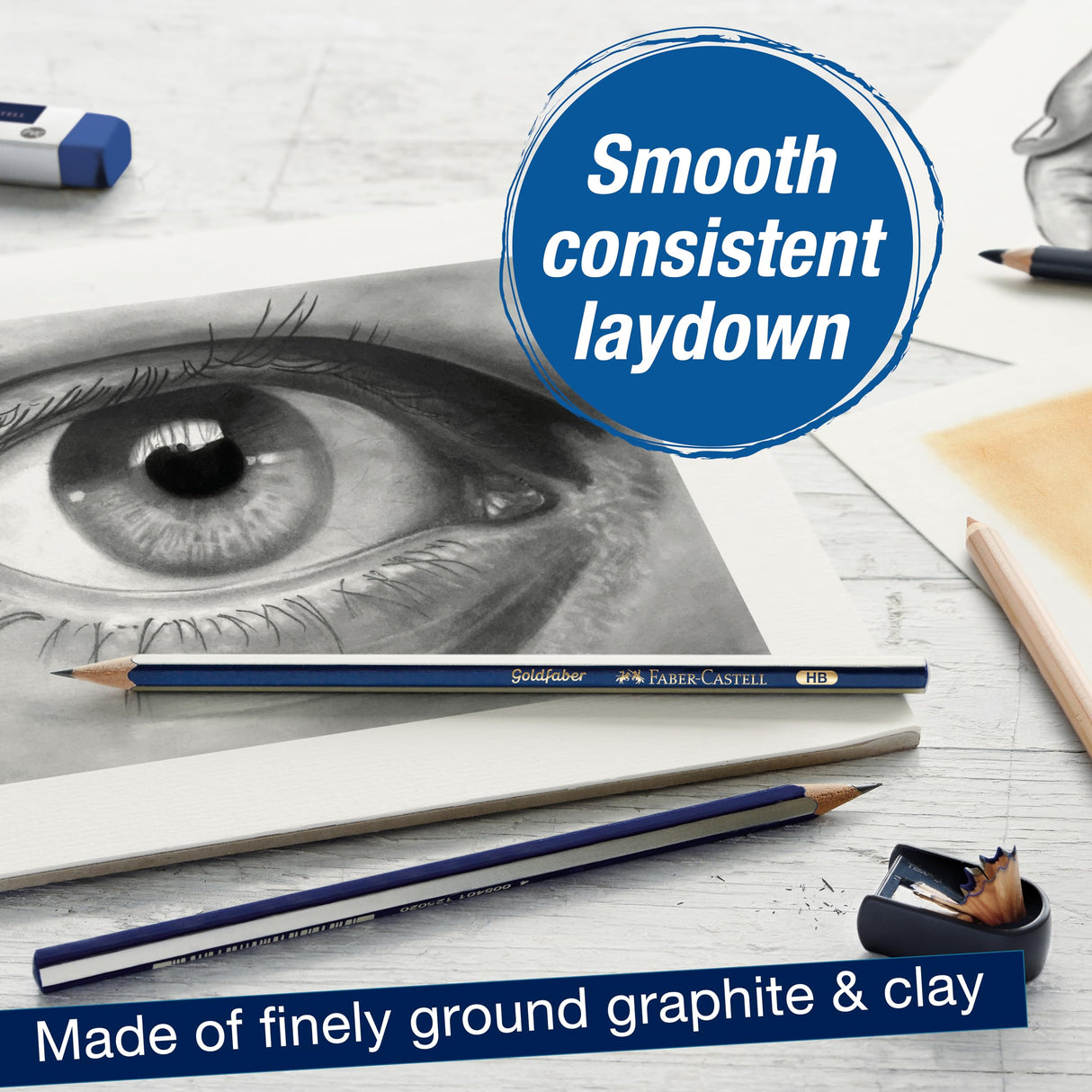 Faber-Castell Graphite Pencils Drawing Set: 12 Art Pencils for Sketching (4H, 3H, 2H, H, F, HB, B, 2B, 3B, 4B, 5B, and 6B), Shading Pencils for Drawing and Sketching, Graphite Pencil Kit Faber-Castell