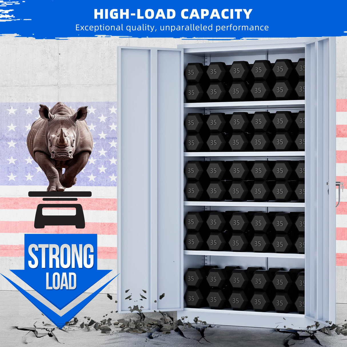 Superday Metal Storage Cabinet 71"×32"×16", Tall Storage Cabinet with 2 Doors and 4 Shelves, Large Metal Steel Utility Cabinet for Home Office, Garage, File Bathroom Pantry (Grey) Superday