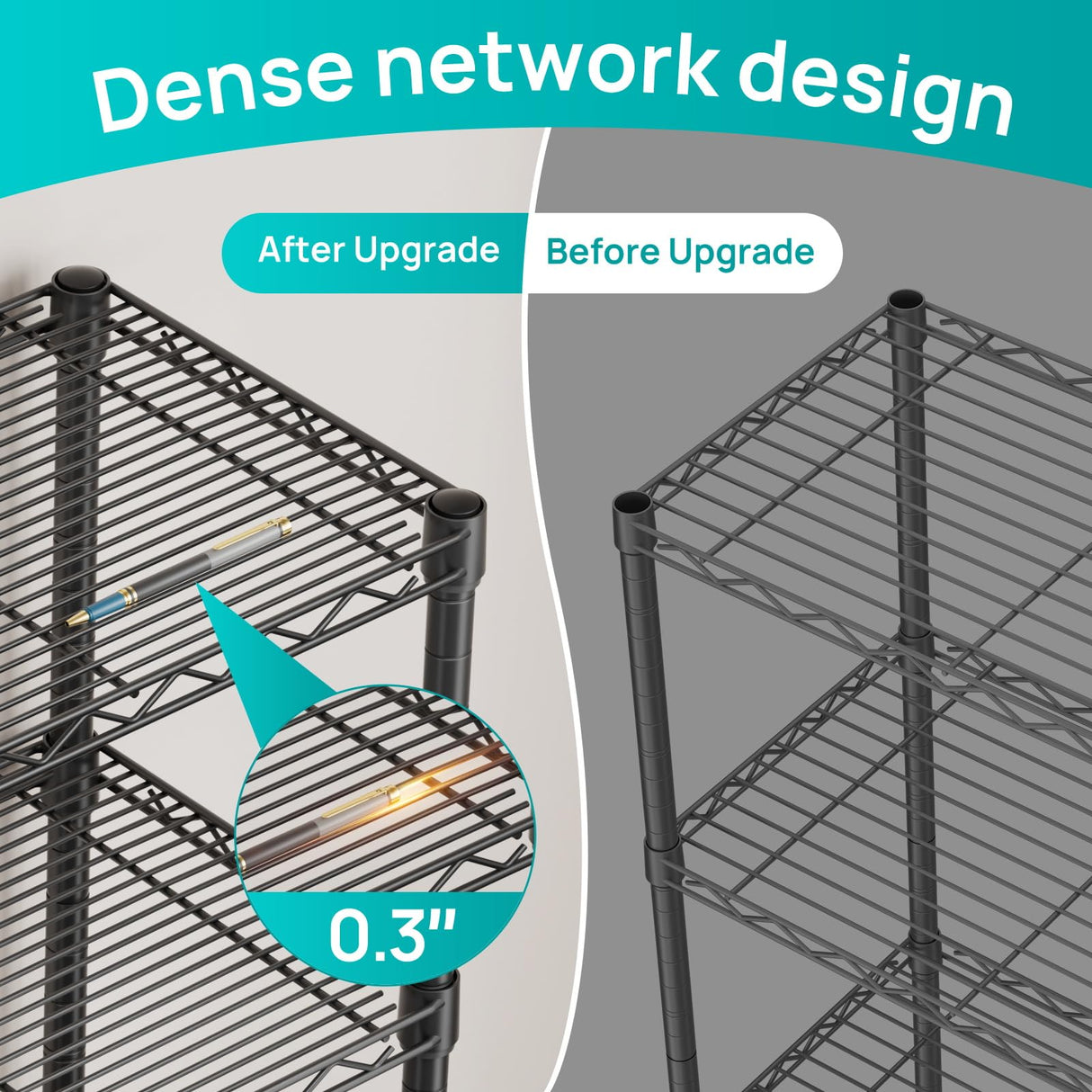 SINGAYE 6 Shelves Bathroom Organizers and Storage Shelf Wire Closet Metal Pantry Kitchen Small Garage Shelving Unit Laundry Room Organization Home Tall Rack Balck 10" D x 16" W x 60”H SINGAYE