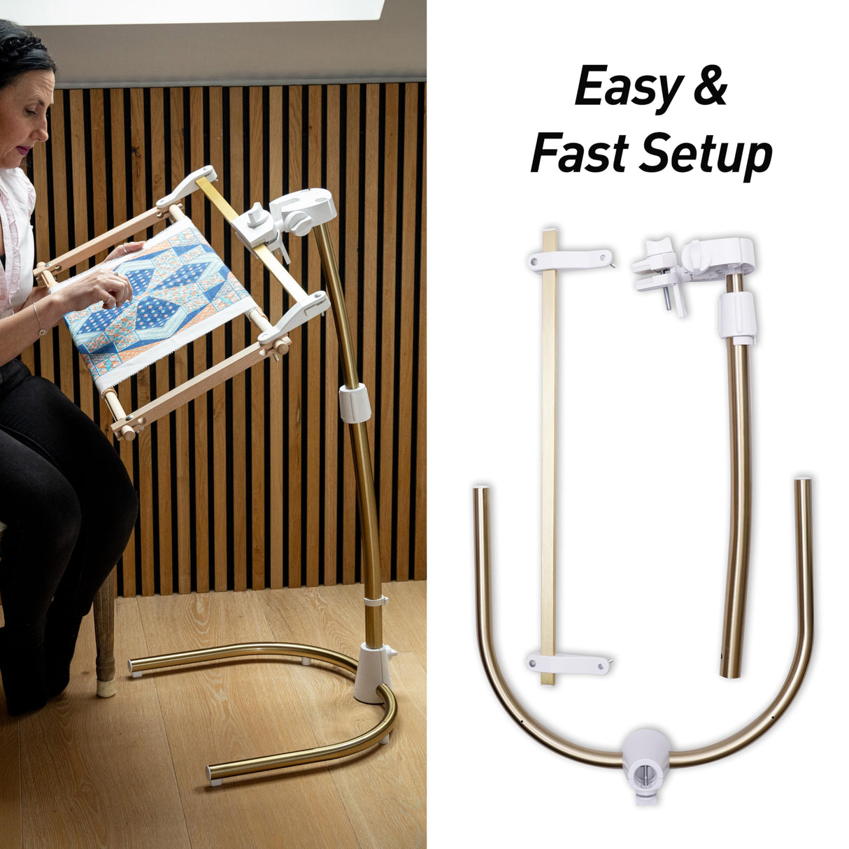 Daylight Company Stitchsmart Stand, Adjustable Embroidery Hoop Stand, Rotated Cross Stitch Stand, Hoop Holder, Hands Free Needlework Stand for Art Craft Sewing Projects,White daylight