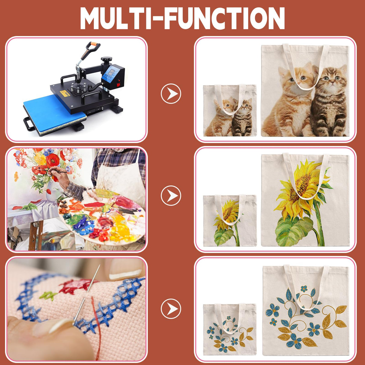 Sublimation Blank Tote Bags, 20Pack Canvas Tote Bags 15.4 x 15 Inch, 8 x 8.3 Inch Small Canvas Tote Bags Reusable Grocery Bags Shopping Cloth Bags for Heat Transfer, DIY, Christmas Craft, Ivory TAOZIM