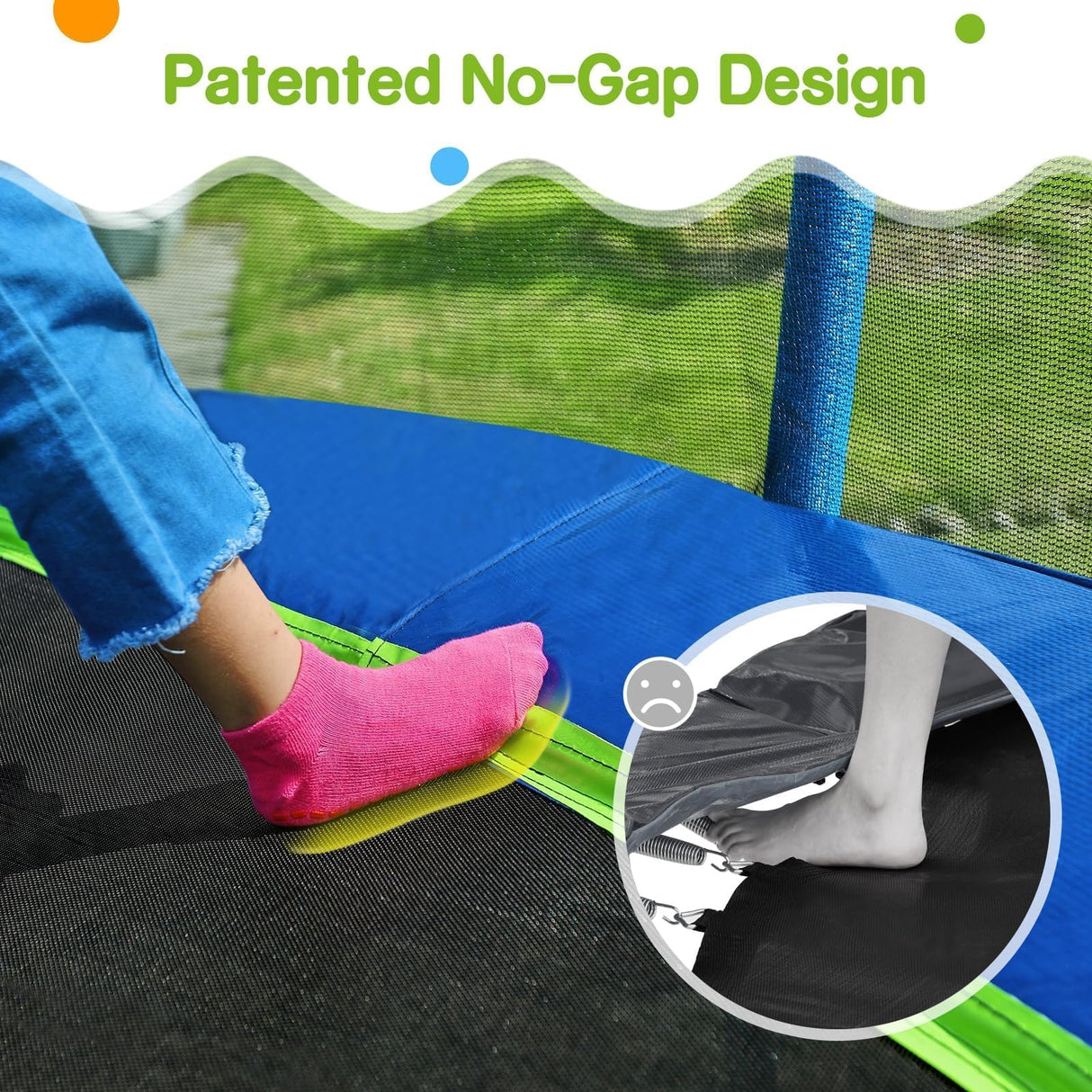 Zupapa Trampolines No-Gap Design 1500 LBS Weight Capacity 16 15 14 12 10 8FT for Kids Children with Safety Enclosure Net Outdoor Backyards Large Recreational Trampoline Zupapa