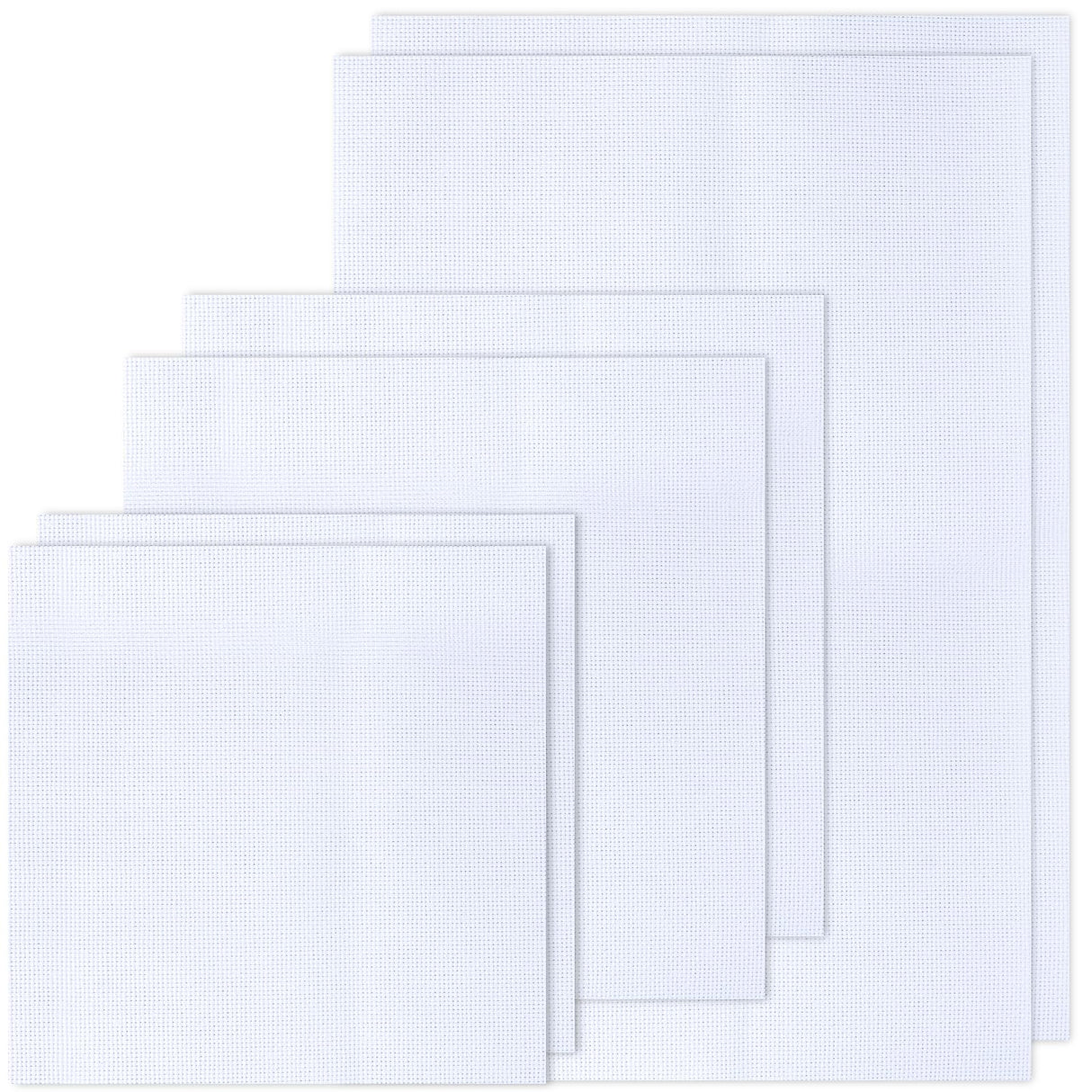 MIDELONG 6 PCS Aida Cloth 14 Count Cross Stitch Fabric, 3 Sizes White Classic Reserve Cross Stitch Aida Cloth for Home DIY Handmade Needlework Craft Embroidery Decoration MIDELONG