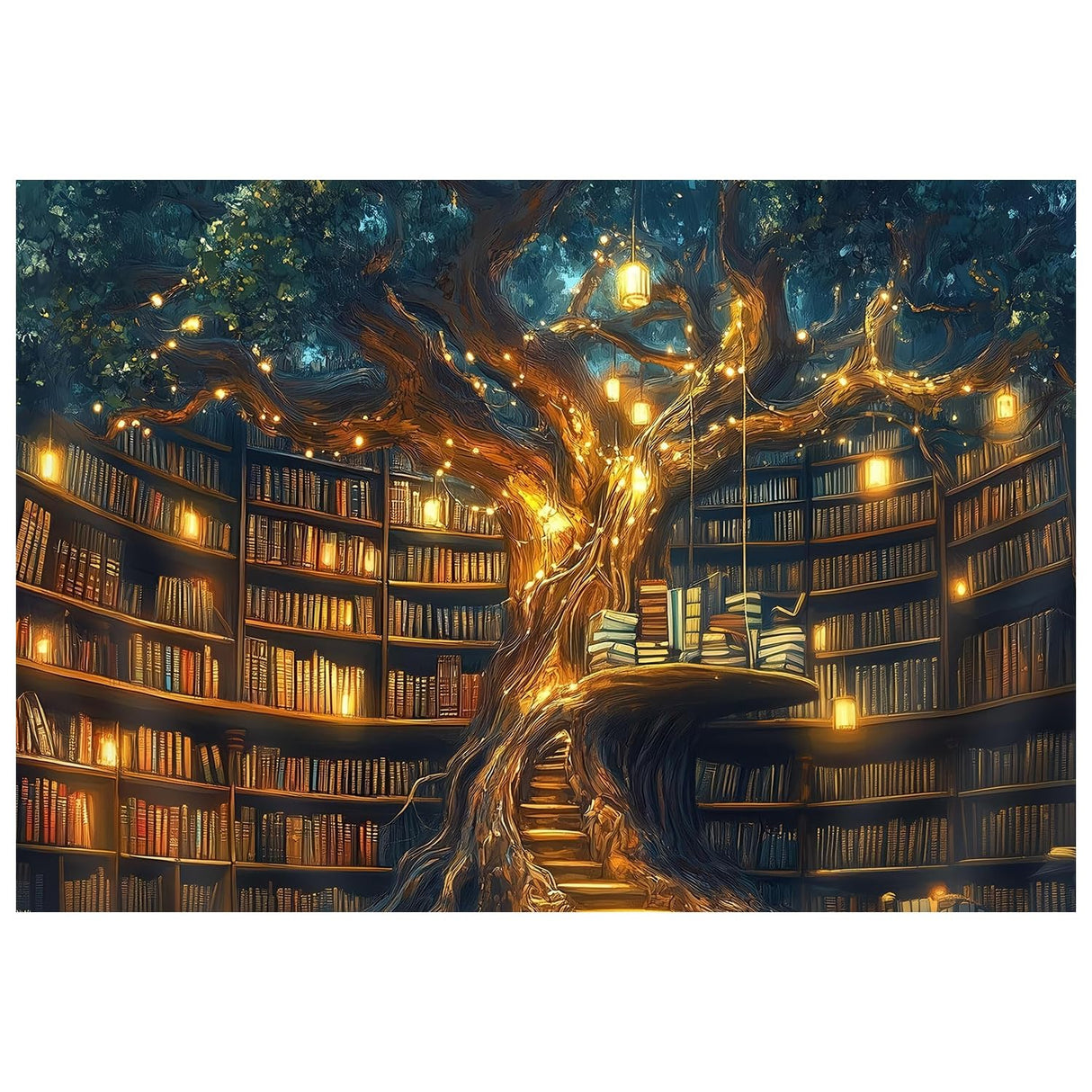 Paint by Numbers for Adult, Tree Paint by Numbers Kit for Adults Beginners, DIY Book Acrylic Painting on Canvas for Home Wall Art Decor 16x20Inch Mandun