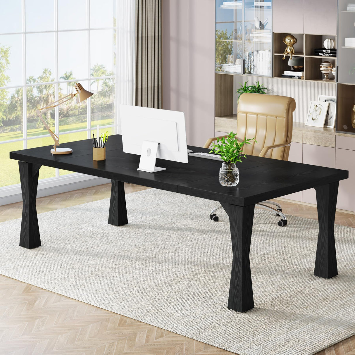 Tribesigns Executive Desk, 71" W x 35" D Large Office Desk, Modern Computer Desk Conference Table Meeting Room Table, Business Furniture for Home Office, Black Tribesigns