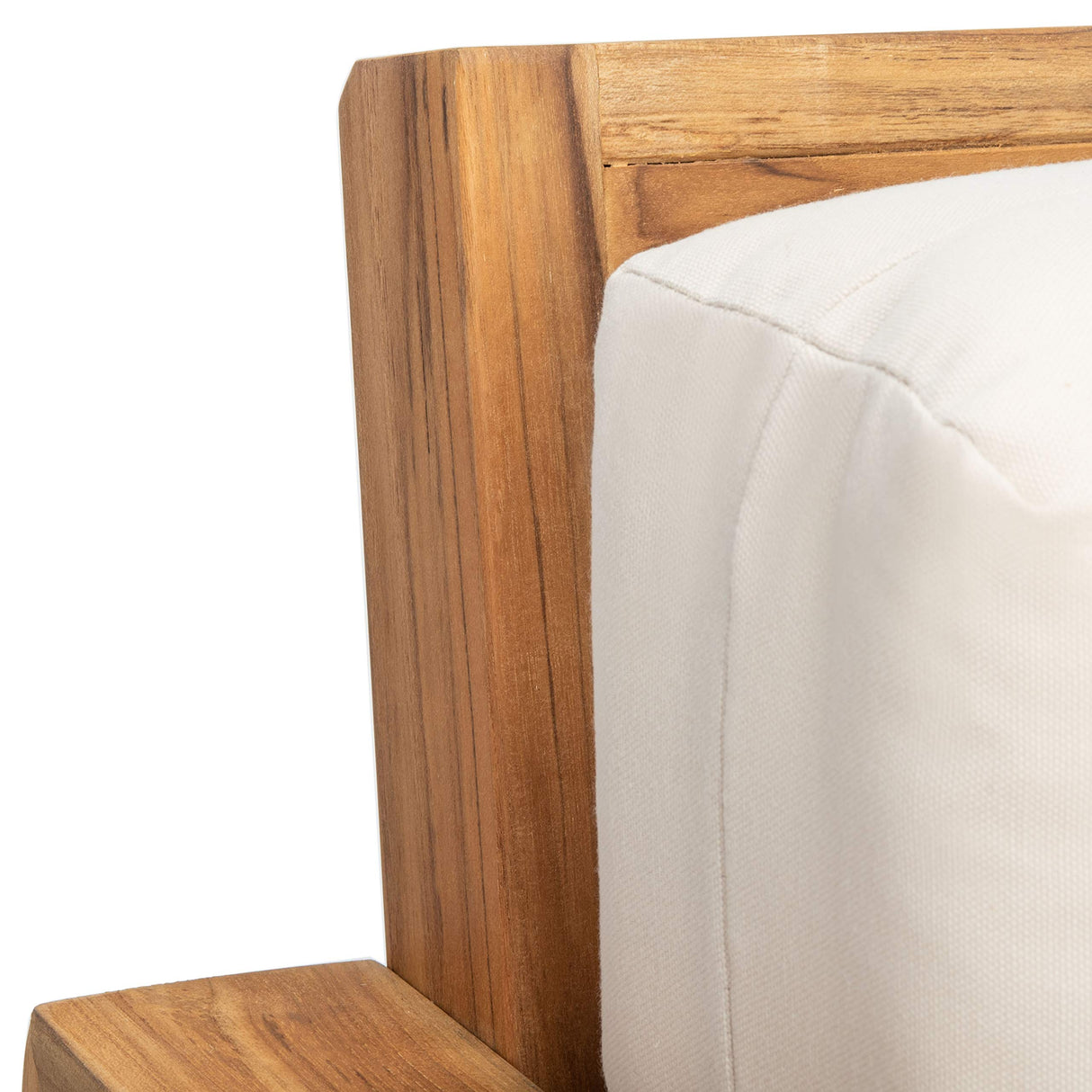 SAFAVIEH CPT1010A Couture Curacao Brazilian Teak Outdoor 3-Seat Patio Sofa, Natural/White SAFAVIEH