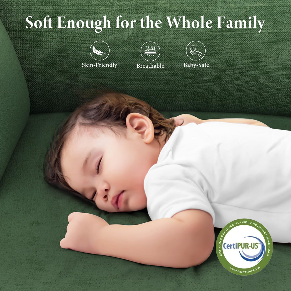 Vesgantti 106" Cloud Couch Sectional Modular Sofa, Deep Seat Comfy Cloud Couch Chenille Memory Foam Sofa Modular Couches for Living Room Bedroom, No Assembly Required (Green, Left-Facing Chaise) Vesgantti