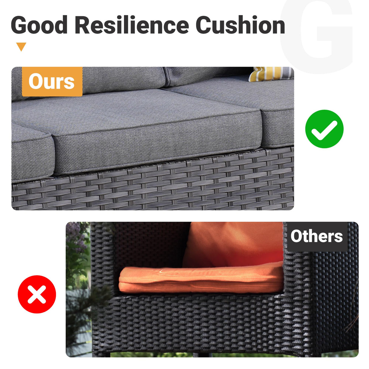 ovios Patio Furniture Set, 9 Pieces Outdoor Wicker Rattan Sofa Couch with 6 Chairs, Ottomans and Comfy Cushions, All Weather High Back Conversation Set Garden Backyard, Dark Grey ovios