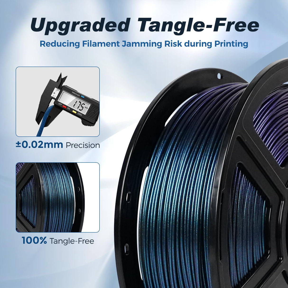 FLASHFORGE Rapid PLA Filament 1.75mm +/- 0.02mm Burnt Titanium, Max 500mm/s High Speed Printing, 3D Printer Filament 1kg(2.2lbs), Changing Colors with Light, Perfectly Hide The Layer Line FLASHFORGE