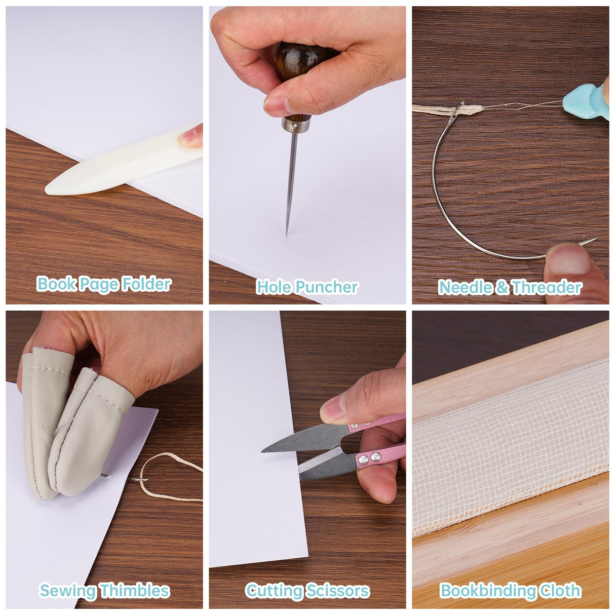 NiHome 35 PCS Book Press Binding Kit for Notebooks, Lesson Plans, Document Organization - Compact Bamboo Bookbinding Tools, Book Binding Supplies with Portable Handle for Beginners DIY NiHome