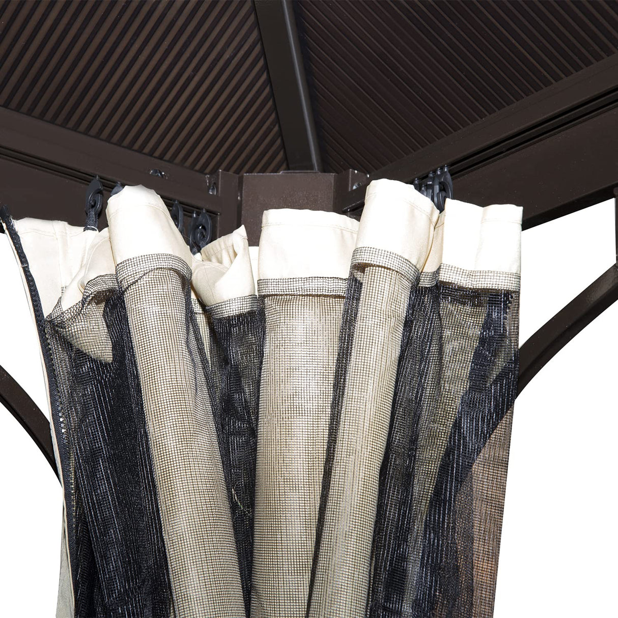 Outsunny 10' x 10' Hardtop Gazebo Canopy with Polycarbonate Roof, Aluminum Frame, Permanent Pavilion Outdoor Gazebo with Netting, for Patio, Garden, Backyard, Deck, Lawn, Beige Outsunny