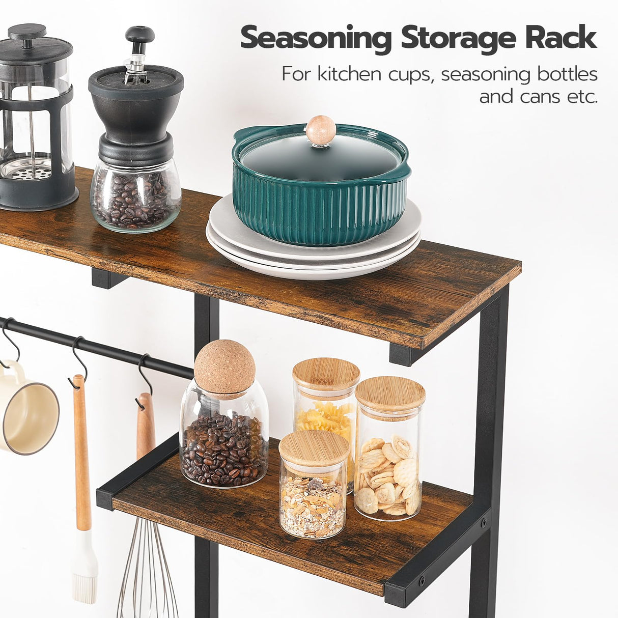 HOOBRO Multifunctional 6-Tier Bakers Rack with Power Outlets and Hooks for Kitchen and Living Room HOOBRO